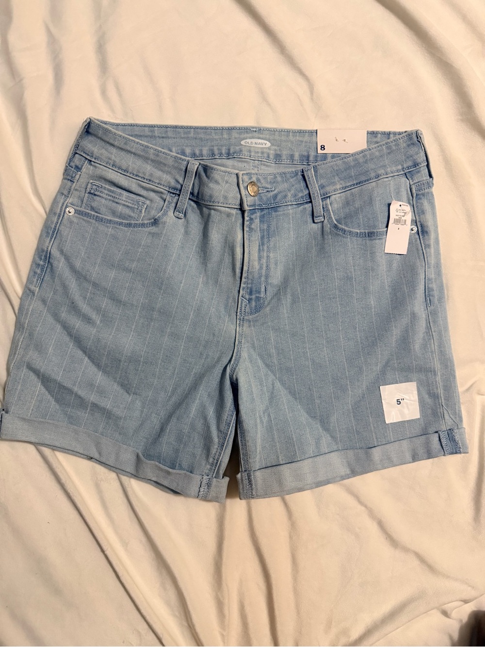 Old Navy Light Blue Pinstripe Denim Shorts